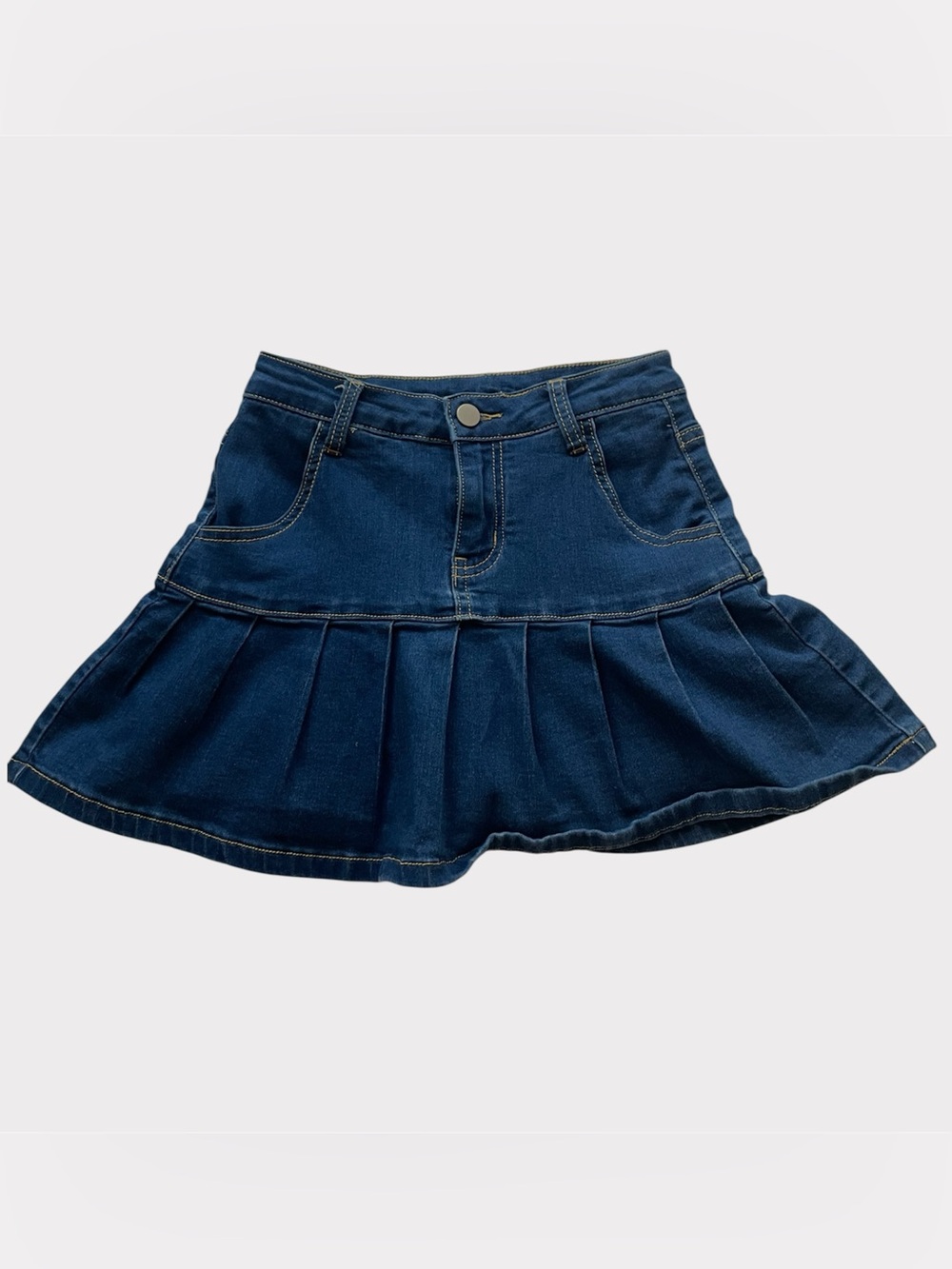 Cider pleated denim mini skort